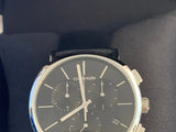 Calvin Klein Posh Black Dial Black Leather Strap Watch for Men - K8Q371C1