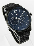 Tommy Hilfiger Damon Quartz Chronograph Blue Dial Black Steel Strap Watch for Men - 1791454