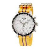 Tissot Quickster Chronograph NBA LA Lakers White Dial Yellow NATO Strap Watch for Men - T095.417.17.037.05