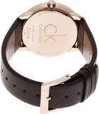 Calvin Klein Minimal White Dial Brown Leather Strap Watch for Women - K3M226G6