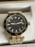 Versace Greca Sport Quartz Black Dial Gold Steel Strap Watch for Men - VEZ300721