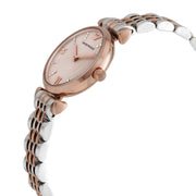 Emporio Armani Gianni T Bar Pink Dial Two Tone Steel Strap Watch For Women - AR11223