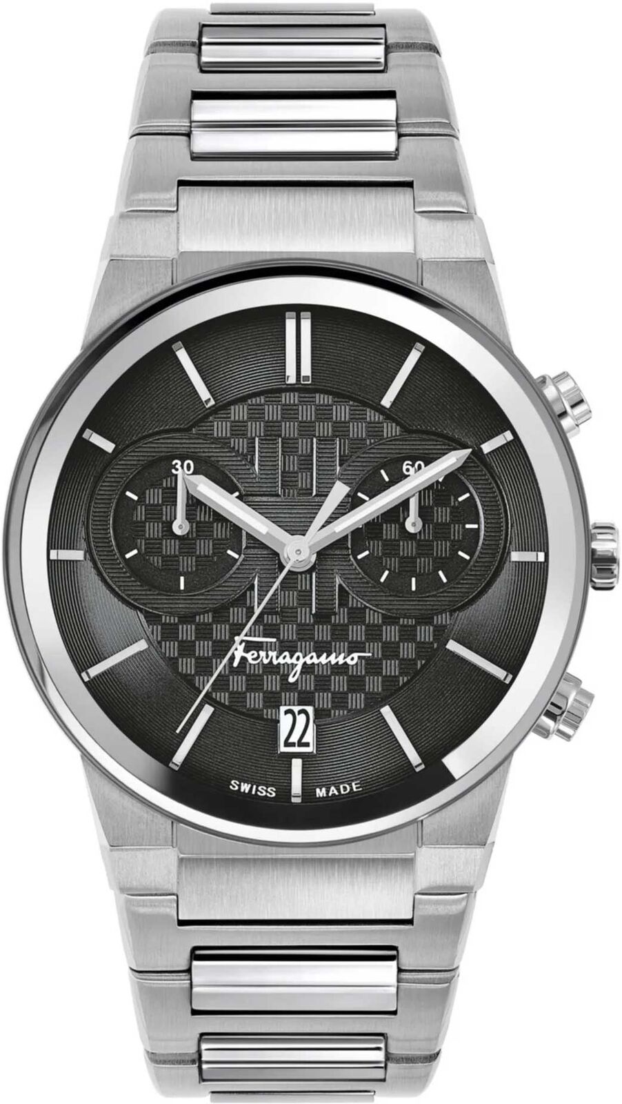 Salvatore Ferragamo Sapphire Chrono Black Dial Silver Steel