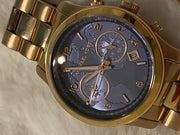 Michael Kors Runway Stop Hunger Quartz Blue Dial Rose Gold Steel Strap Watch For Men - MK8358