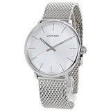 Calvin Klein White Dial Silver Mesh Bracelet Watch for Women - K8M21126