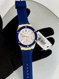 Guess Athena White Dial White Dial Blue Rubber Strap Watch For Women - GW0030L5