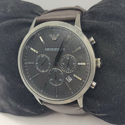 Emporio Armani Sportivo Chronograph Black Dial Brown Leather Strap Watch For Men - AR2462