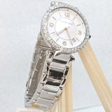 Michael Kors Parker Three Hand Mother of Pearl White Dial Silver Steel Strap Watch For Women - MK4694