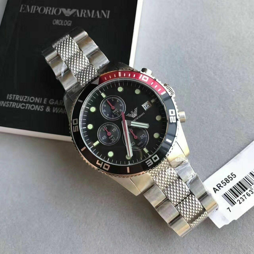 ARMANI時計 Relógio masculino Emporio Armani cronógrafo com mostrador preto e