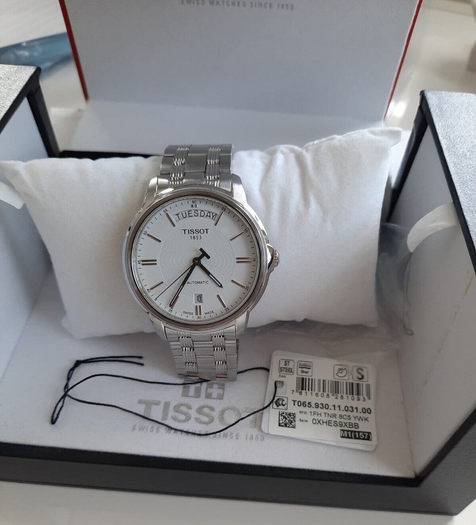 Tissot T Classic Automatic III Day Date White Dial Silver Steel