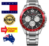 Tommy Hilfiger Luke Chronograph Quartz Black Dial Silver Steel Strap Watch for Men - 1791122