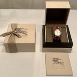 Burberry The City White Dial Haymarket Pink Leather Strap Watch for Women - BU9149