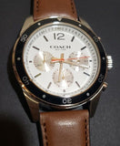Coach Sullivan Chronograph White Dial Brown Leather Strap Watch for Men - 14602057