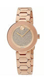 Movado Bold Crystal Pave Rose Gold Dial Rose Gold Steel Strap Watch For Women - 3600493