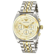 Emporio Armani Classic Chronograph White Dial Two Tone Steel Strap Watch For Men - AR0396