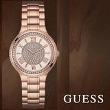 Guess Madison Diamonds White Dial Rose Gold Steel Strap Watch for Women - W0637L3