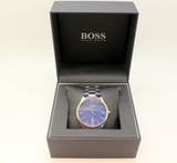 Hugo Boss Governer Blue Dial Silver Steel Strap Watch for Men - 1513487