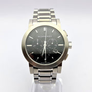 Burberry The City Black Dial Silver Steel Strap Watch for Men - BU9351