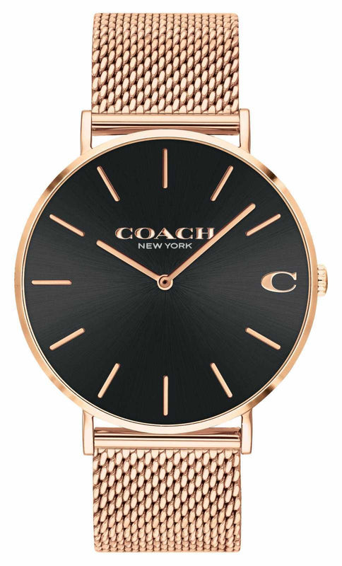 Major  Gold-Tone Minimalist Stainless Steel Watch With Black Dial