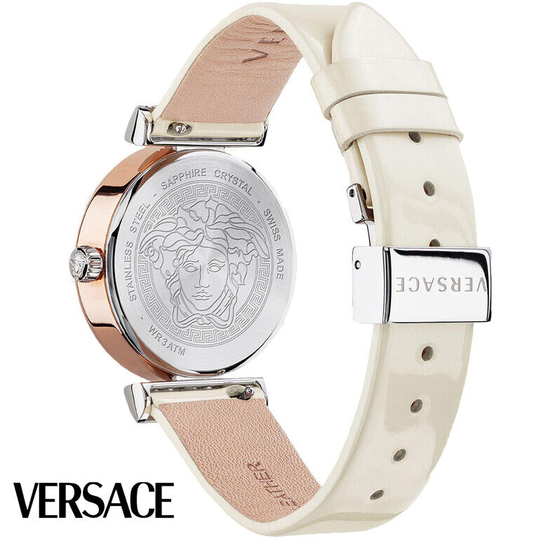Versace Women's Greca Quartz Chronograph White Leather Strap Watch