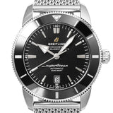 Breitling Superocean Heritage B20 Automatic 46 Black Dial Silver Mesh Bracelet Watch for Men - AB2020121B1A1