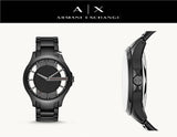 Armani Exchange Hampton Chronograph Black Dial Black Steel Strap Watch For Men - AX2189