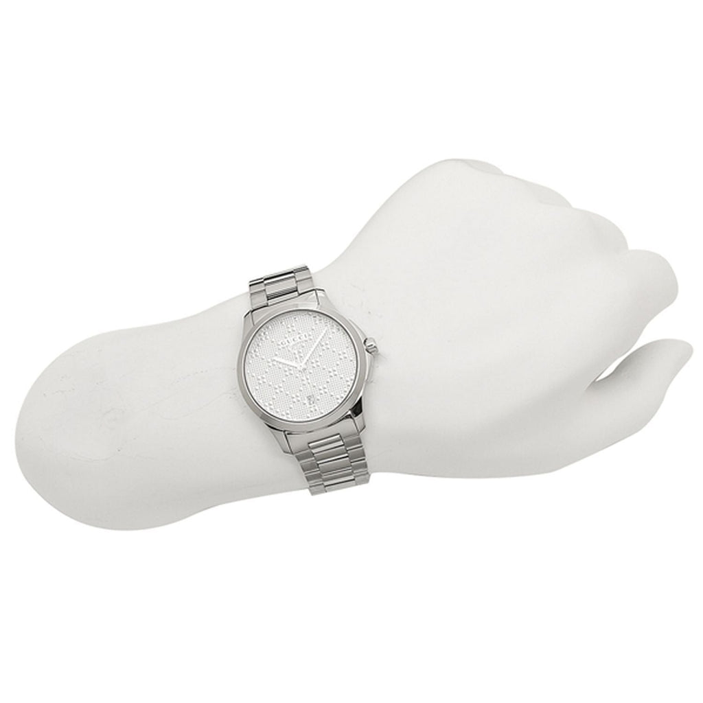 Gucci G Timeless Silver Dial Silver Steel Strap Watch For Women display picture 2