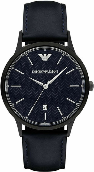 Emporio Armani Renato Quartz Blue Dial Blue Leather Strap Watch For Men - AR11190