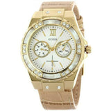 Guess Limelight Quartz Silver Dial Golden Leather Strap Watch For Women - W0775L2