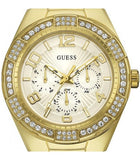 Guess Luna Diamonds White Dial Gold Steel Strap Watch for Women - W0729L2