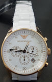 Emporio Armani Sportivo Chronograph White Dial White Rubber Strap Watch For Men - AR5919