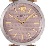 Versace V-Twist Quartz Purple Dial Purple Leather Strap Watch for Women - VELS00219