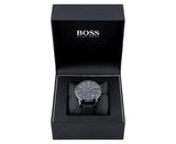 Hugo Boss Blackout Chronograph Black Dial Black Leather Strap Watch For Men - HB1512567