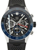 Tag Heuer Carrera Automatic Chronograph Steel & Ceramic Black Dial Black Rubber Strap Watch for Men - CBG2A1Z.FT6157