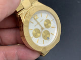 Michael Kors Wyatt Chronograph White Dial Gold Steel Strap Watch For Women - MK5933