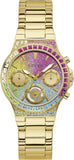 Guess Sugarrush Quartz Multicolor Dial Gold Steel Strap Watch For Women - GW0258L1