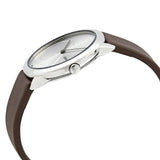 Calvin Klein Minimal Silver Dial Brown Leather Strap Watch for Men - K3M221G6