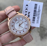 Coach Boyfriend Mother of Pearl Dial Pink Leather Strap Watch for Women - 14503151