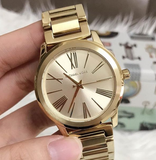 Michael Kors Hartman Quartz Gold Dial Gold Steel Strap Watch For Women - MK3490