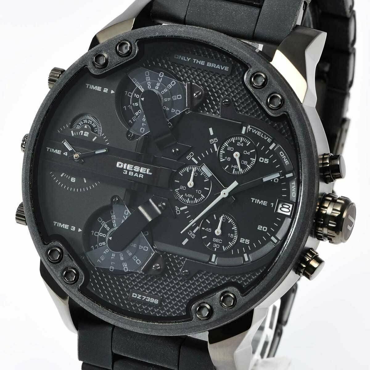 Diesel Mr Daddy 2.0 Chronograph Black Dial Black Steel Strap Watch For