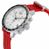 Tissot Quickster Chronograph NBA Chicago Bulls Jam Tangan Tali NATO Merah Dial Putih Untuk Pria - T095.417.17.037.04
