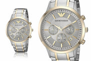 Emporio Armani Renato Chronograph Silver Dial Two Tone Steel Strap Watch For Men - AR11076