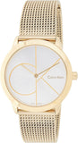 Calvin Klein Minimal Silver Dial Gold Mesh Bracelet Watch for Women - K3M22526