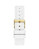 Guess Heiress Diamonds Gold Dial White Rubber Strap Watch for Women - GW0407L2