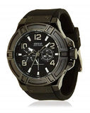 Guess Rigor Analog Black Dial Black Leather Strap Watch For Men - W0040G1