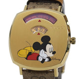 Gucci Grip Disney Mickey Mouse Gold Dial Brown Leather Strap Watch For Women - YA157420