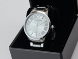 Emporio Armani Classic Quartz White Dial Silver Steel Strap Watch For Men - AR2430