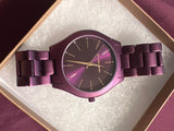 Michael Kors Slim Runway Quartz Purple Dial Purple Steel Strap Watch For Women - MK4507