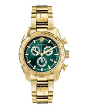 Versace V-Ray Chronograph Green Dial Gold Steel Strap Watch For Men - VE2I00621