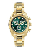 Versace V-Ray Chronograph Quartz Green Dial Gold Steel Strap Watch For Men - VE2I00621